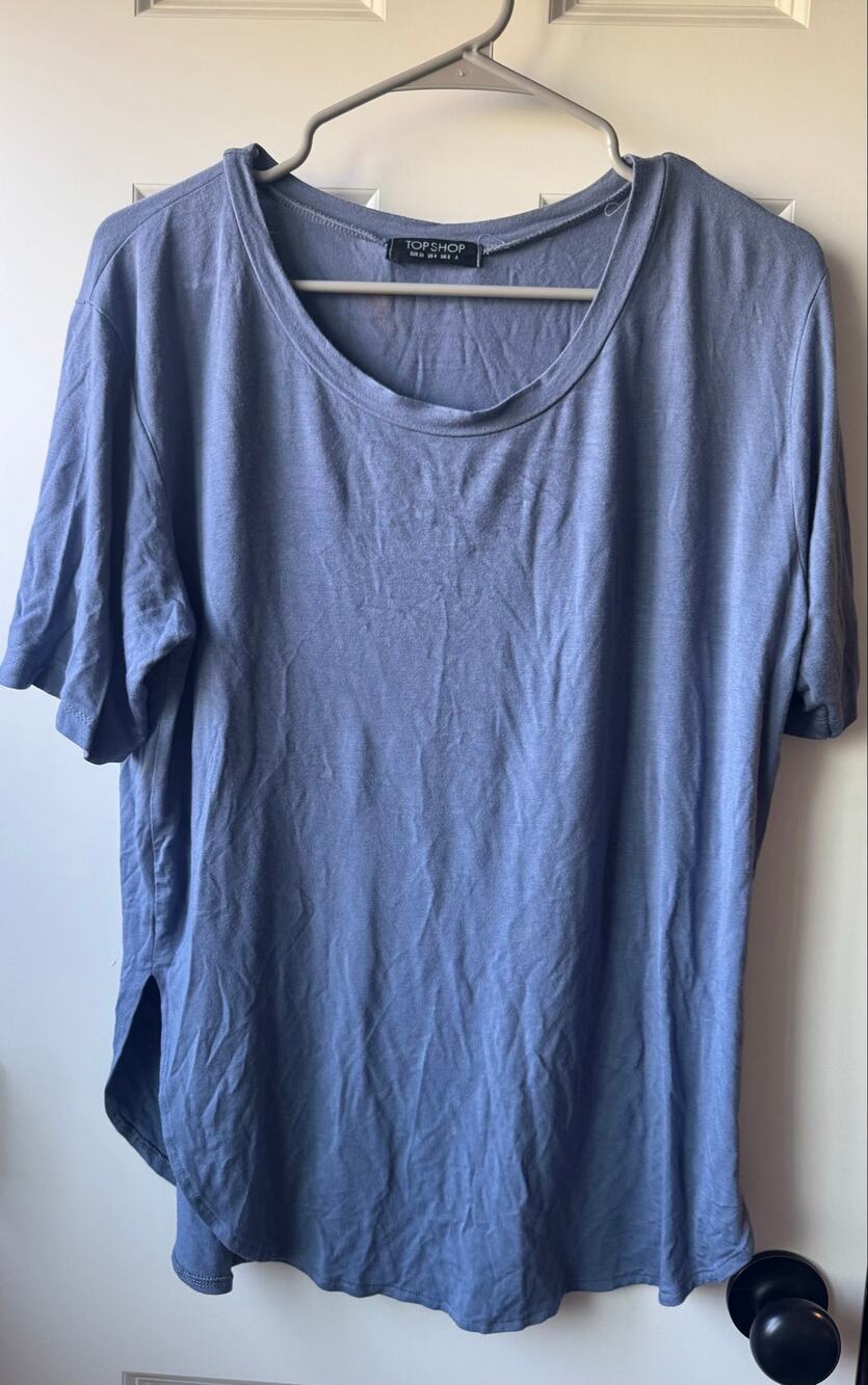 Topshop Dusty Blue Slouchy Scoop Neck Short Sleeve Tee Size US 4 / UK 8